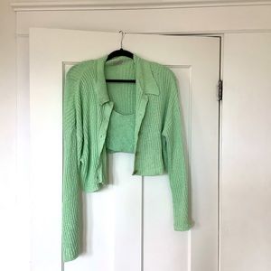 UO RIBBED CARDIGAN sweater set green size s never worn NWT